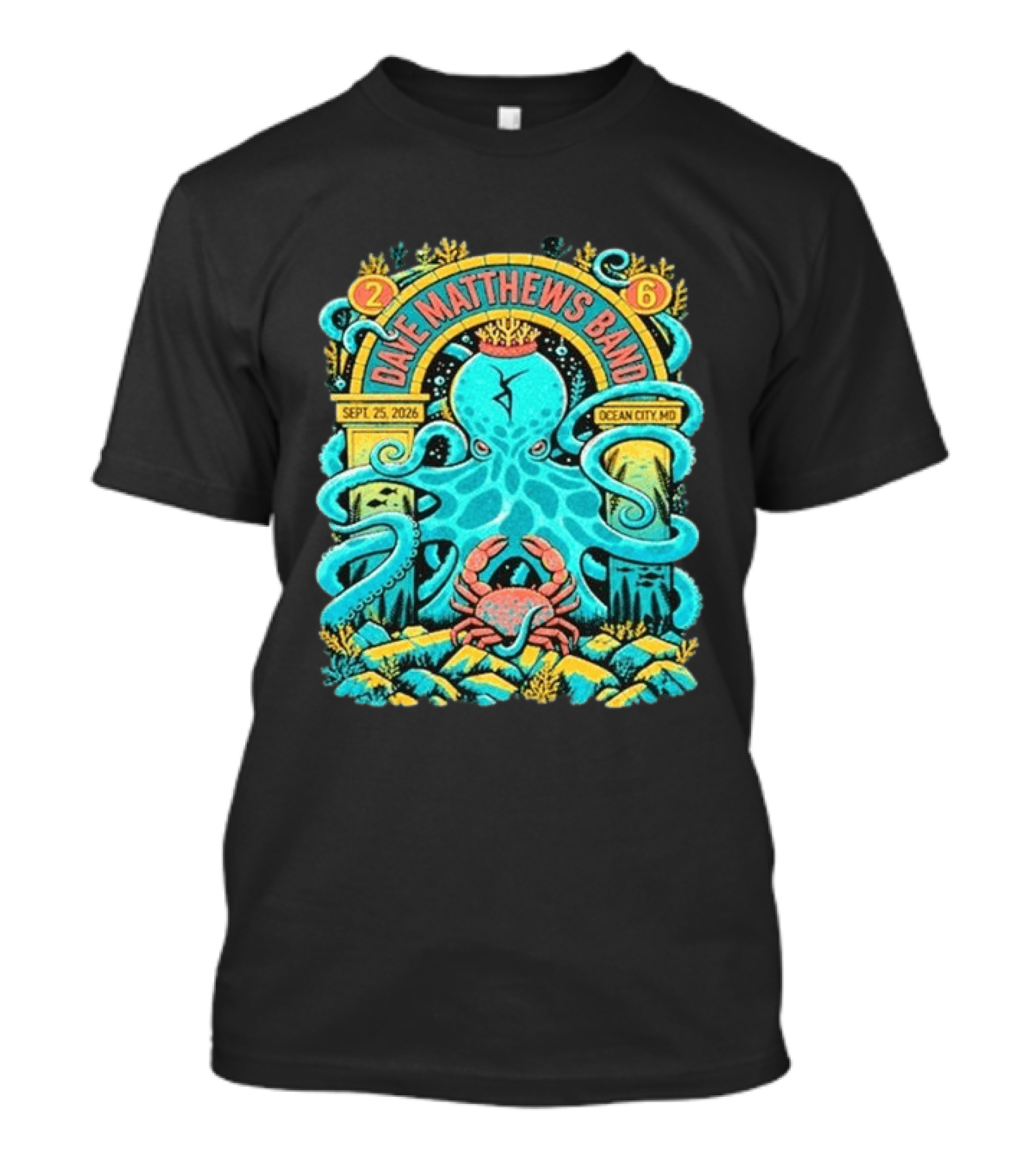 Dave Matthews Band Sept 25 2026 Ocean City Maryland Festival Ocean Crab Octopus T-Shirt