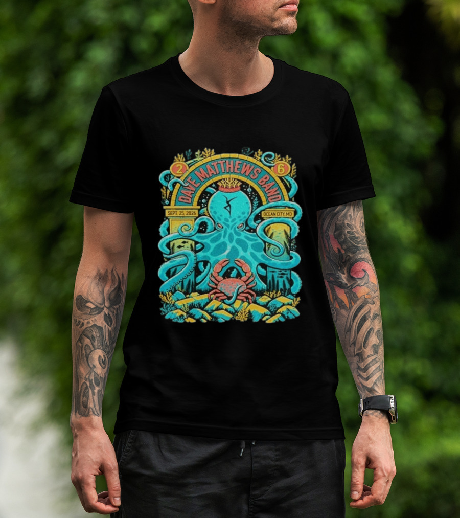 Dave Matthews Band Sept 25 2026 Ocean City Maryland Festival Ocean Crab Octopus T-Shirt