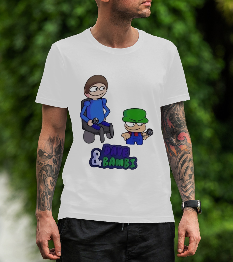Friday Night Funkin Dave And Bambi Characters With Microphones T-Shirt