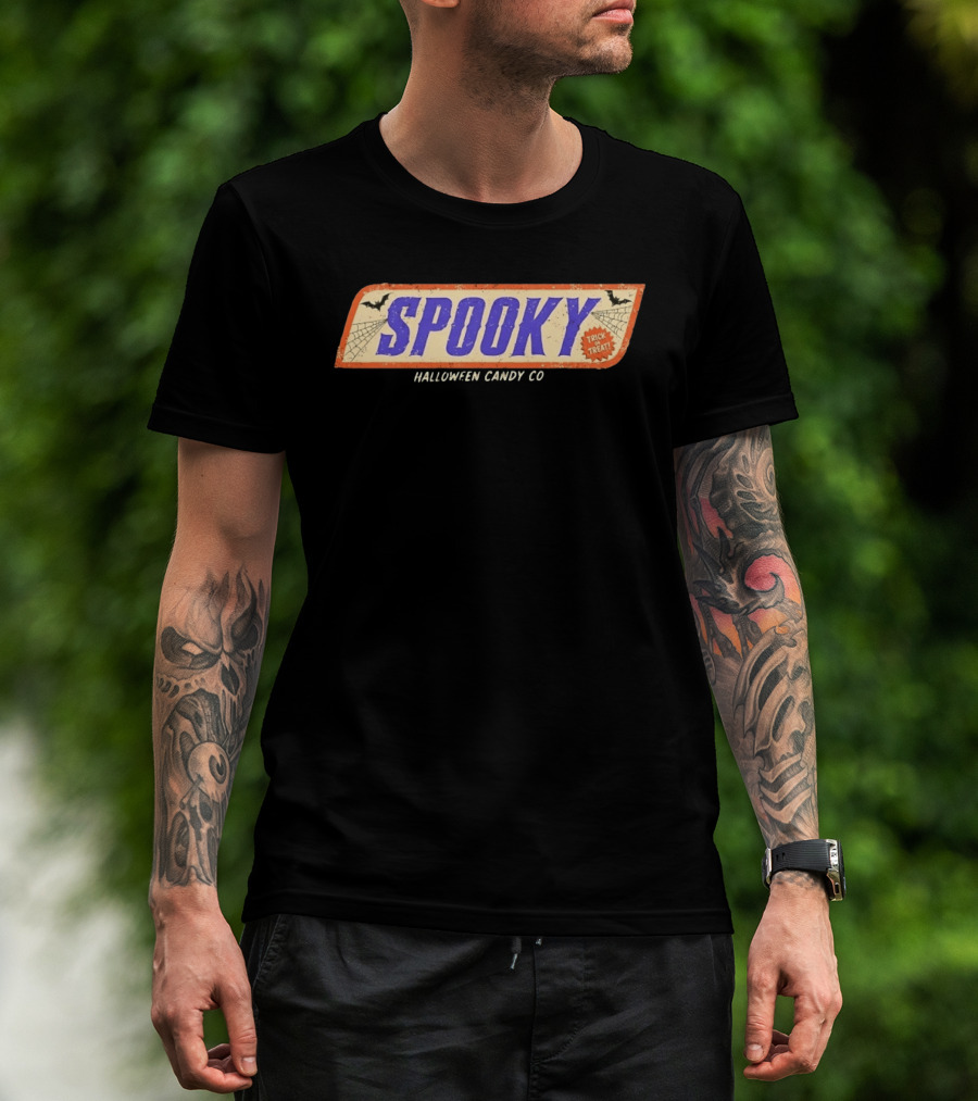 Spooky Halloween Candy Co Trick Or Treat Distressed Bats Cobwebs T-Shirt