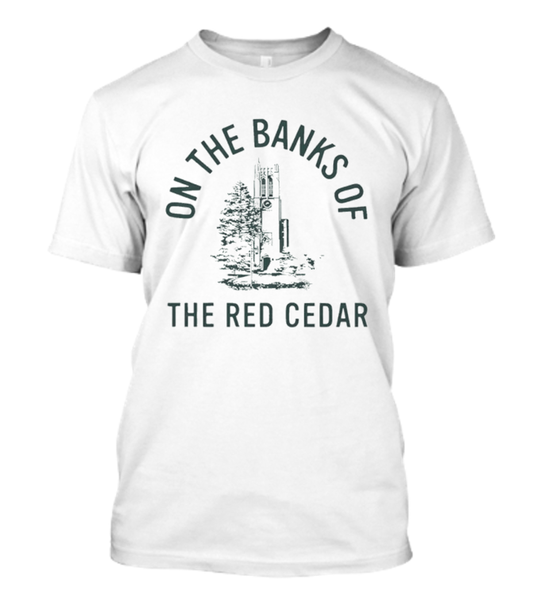 On The Banks Of The Red Cedar Michigan State University Tower T-Shirt