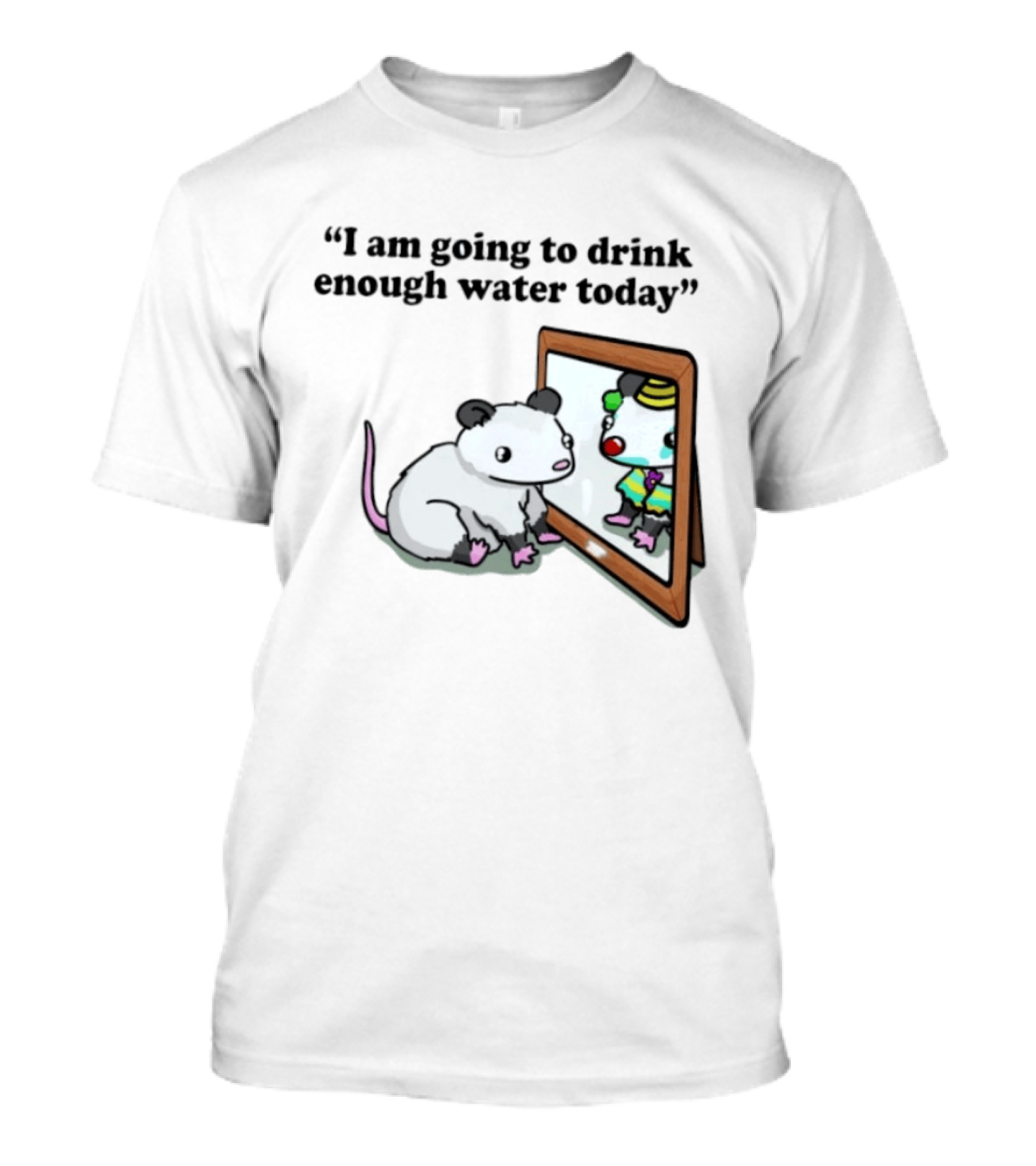 Opossum Affirmation Reflection I Am Going To Drink Enough Water Today T-Shirt