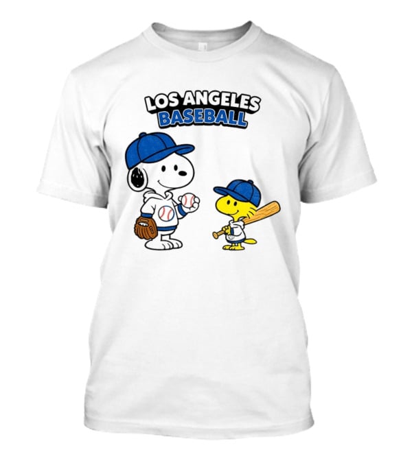 Snoopy Woodstock Los Angeles Baseball Peanuts Cartoon MLB T-Shirt