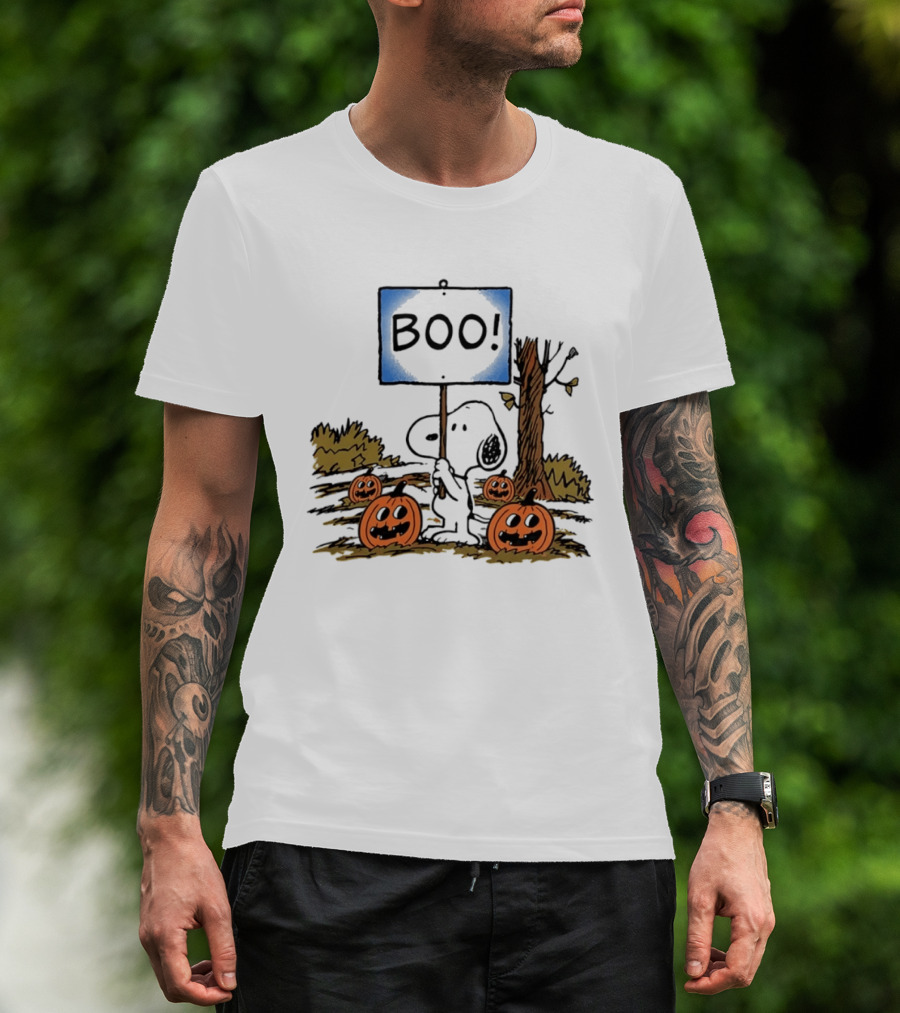 Snoopy Boo Sign Peanuts Halloween Pumpkins T-Shirt