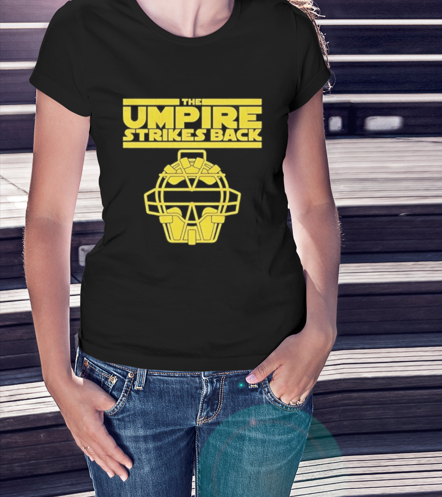 The Umpire Strikes Back Baseball Umpire Mask Retro Yellow T-Shirt