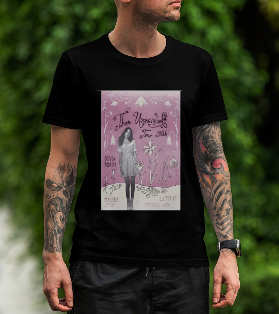 The Unraveled Tour Olivia Rodrigo 2026 Hartford Show September 26 XL Center Floral T-Shirt