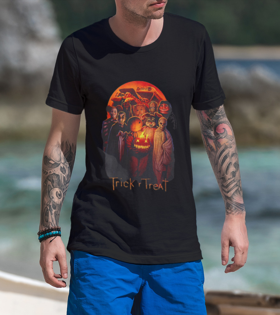 Trick Or Treat Halloween Sam With Flaming Pumpkin And Moon T-Shirt