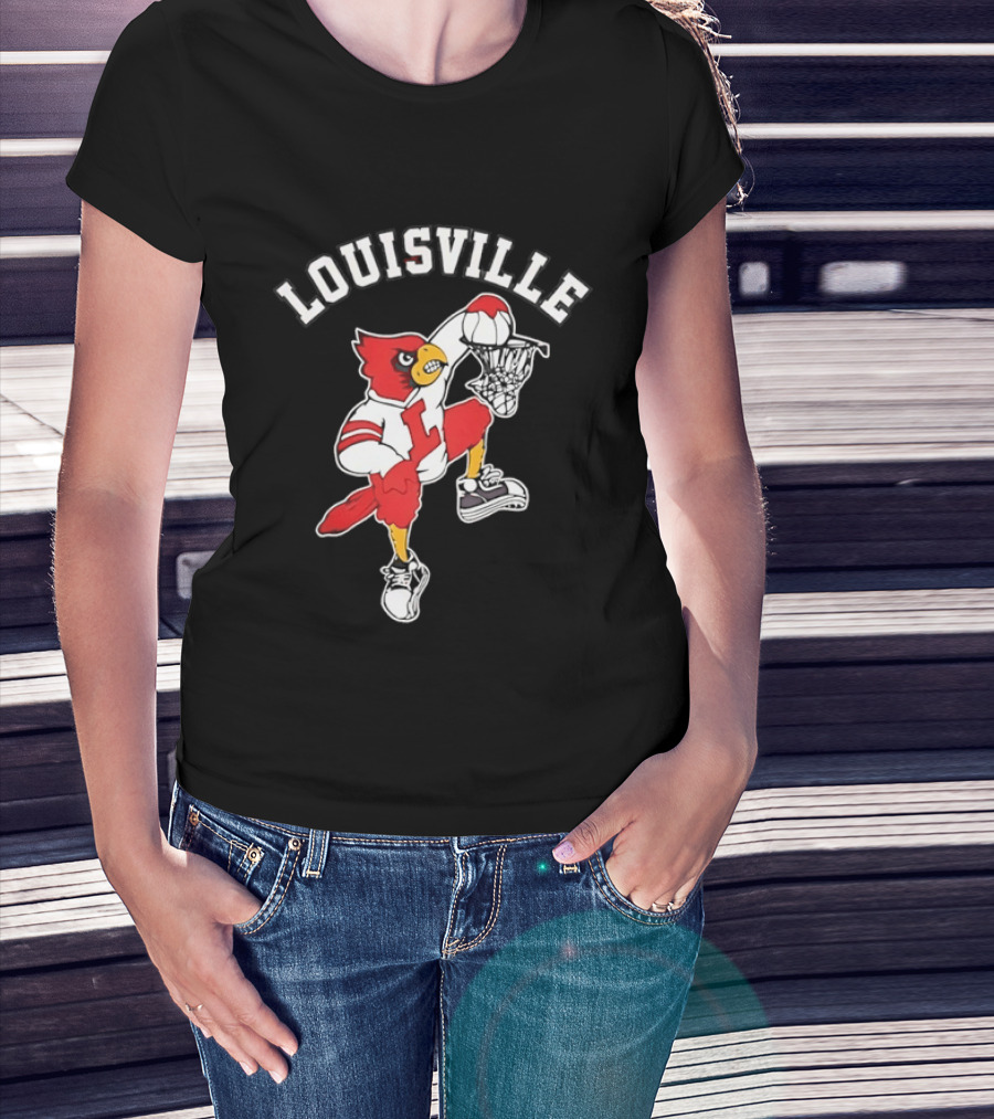 Louisville Cardinals Basketball Mascot Dunking T-Shirt