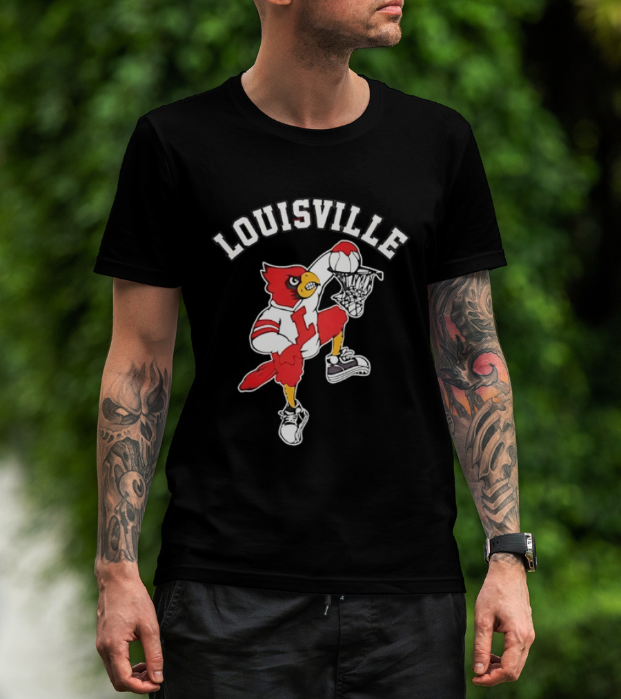 Louisville Cardinals Basketball Mascot Dunking T-Shirt