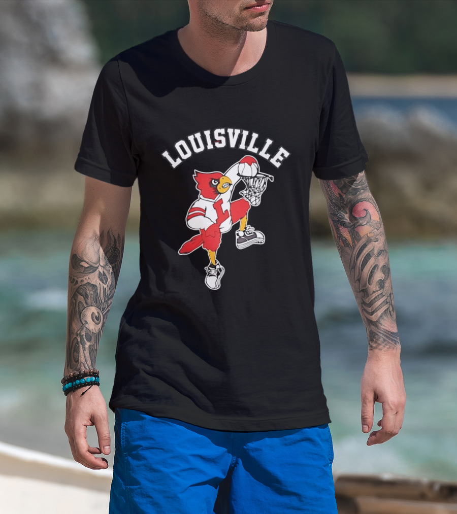 Louisville Cardinals Basketball Mascot Dunking T-Shirt