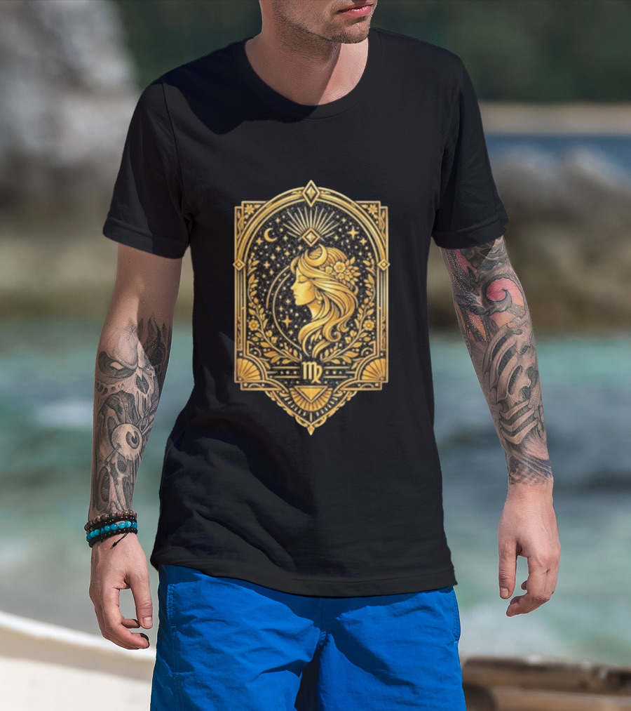 Virgo Goddess Zodiac Symbol Astrology Art Nouveau T-Shirt