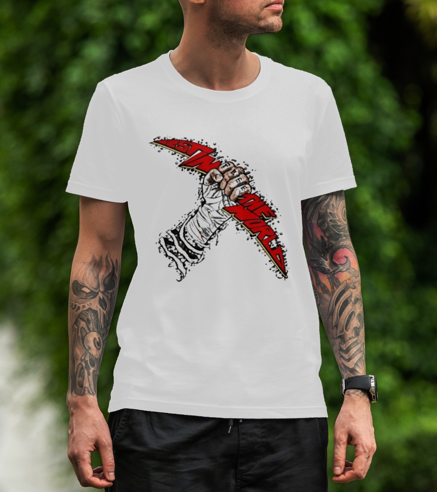 MMA Fighter Fist Power Justin The World Red And Black T-Shirt