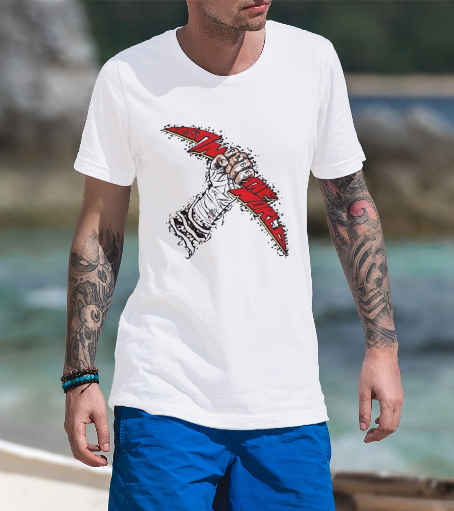 MMA Fighter Fist Power Justin The World Red And Black T-Shirt