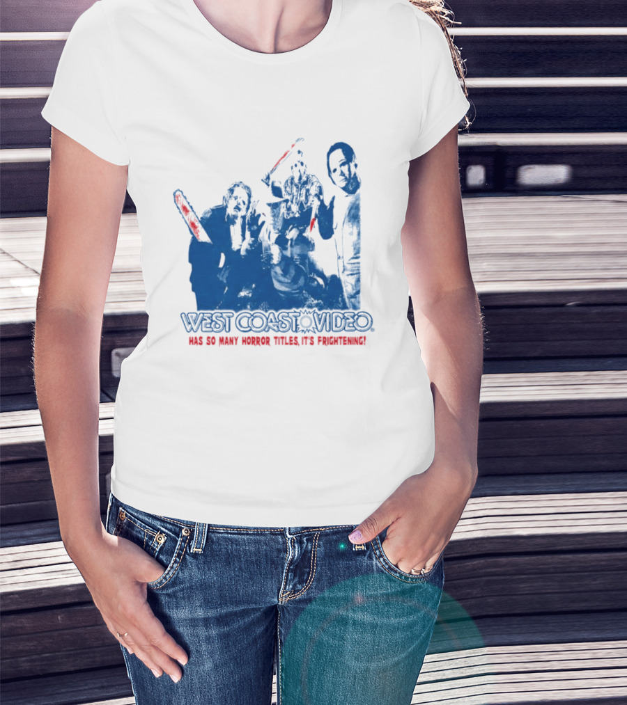 West Coast Video Horror It's Frightening Slasher Movie Halloween T-Shirt