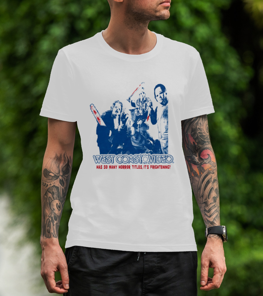 West Coast Video Horror It's Frightening Slasher Movie Halloween T-Shirt