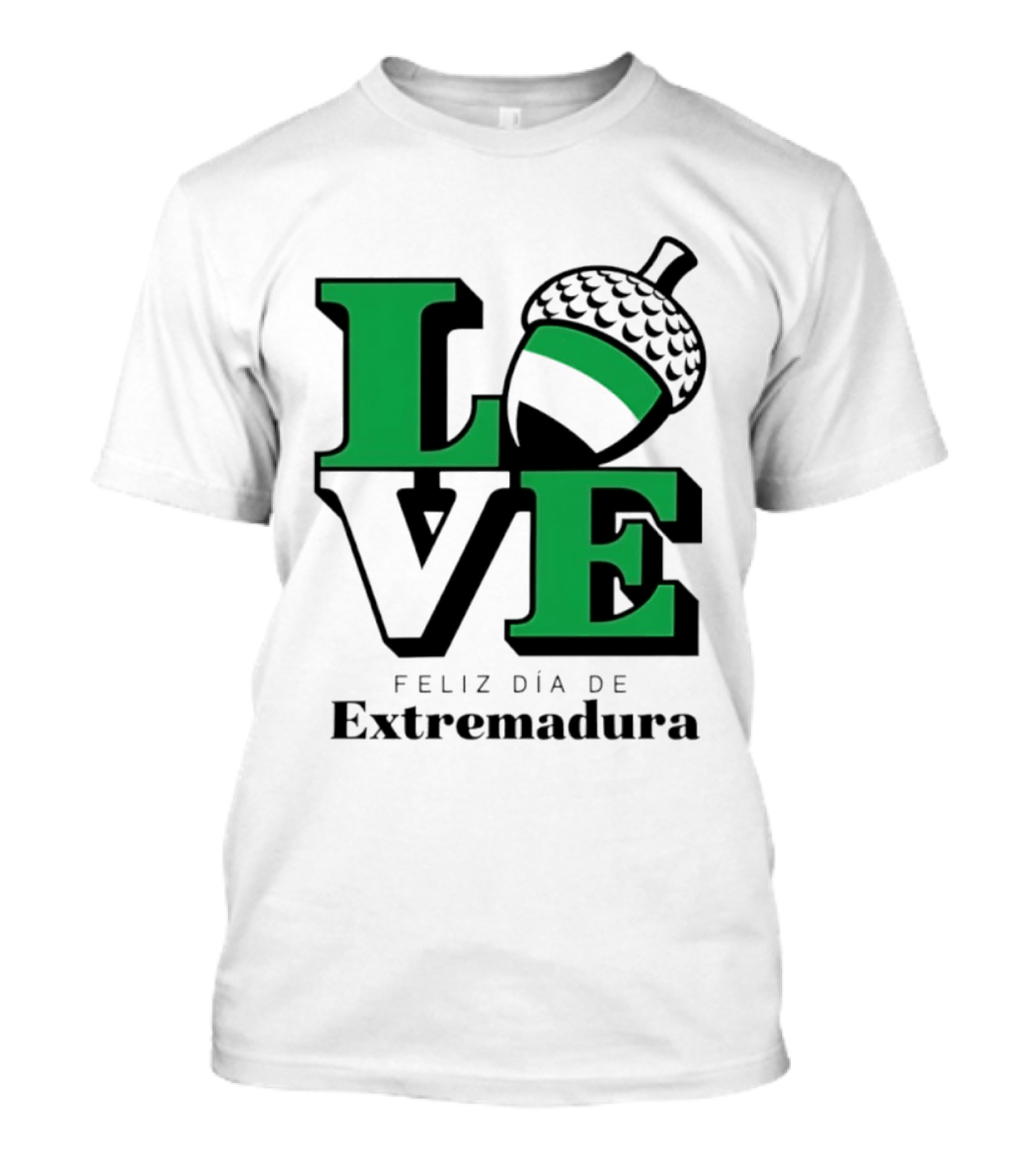 Love Feliz Día De Extremadura Acorn Icon Spain Celebration T-Shirt