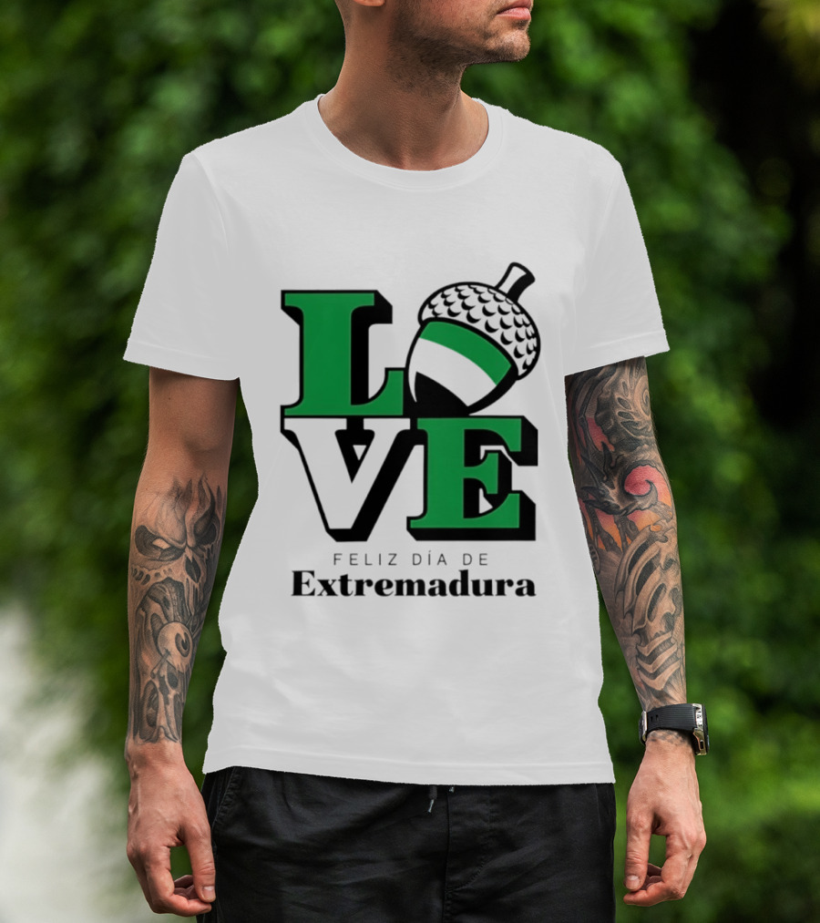 Love Feliz Día De Extremadura Acorn Icon Spain Celebration T-Shirt