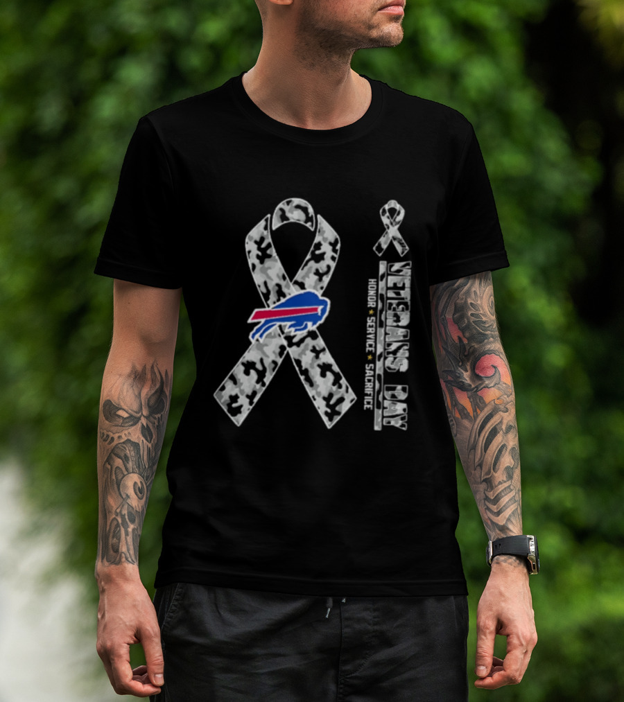 Buffalo Bills Camo Ribbon Veterans Day Honor Service Sacrifice T-Shirt