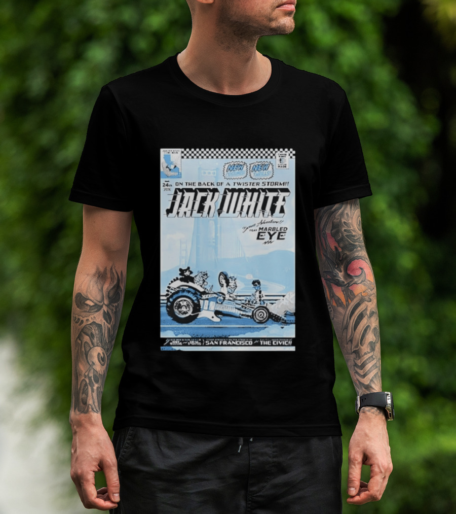 Jack White Twister Storm SF Comic Book Adventure Featuring Marbled Eye San Francisco The Civic T-Shirt