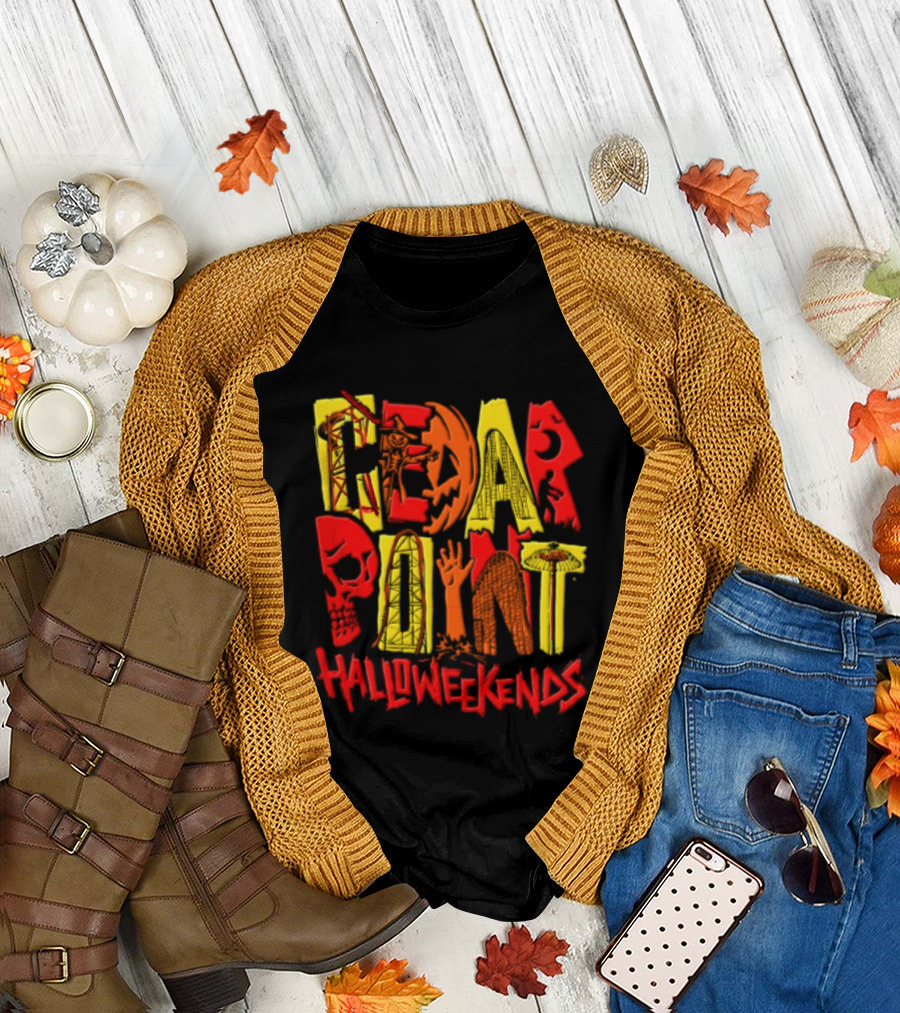 Cedar Point Halloweekends Roller S Scarecrow Skull Zombie Halloween Event T-Shirt