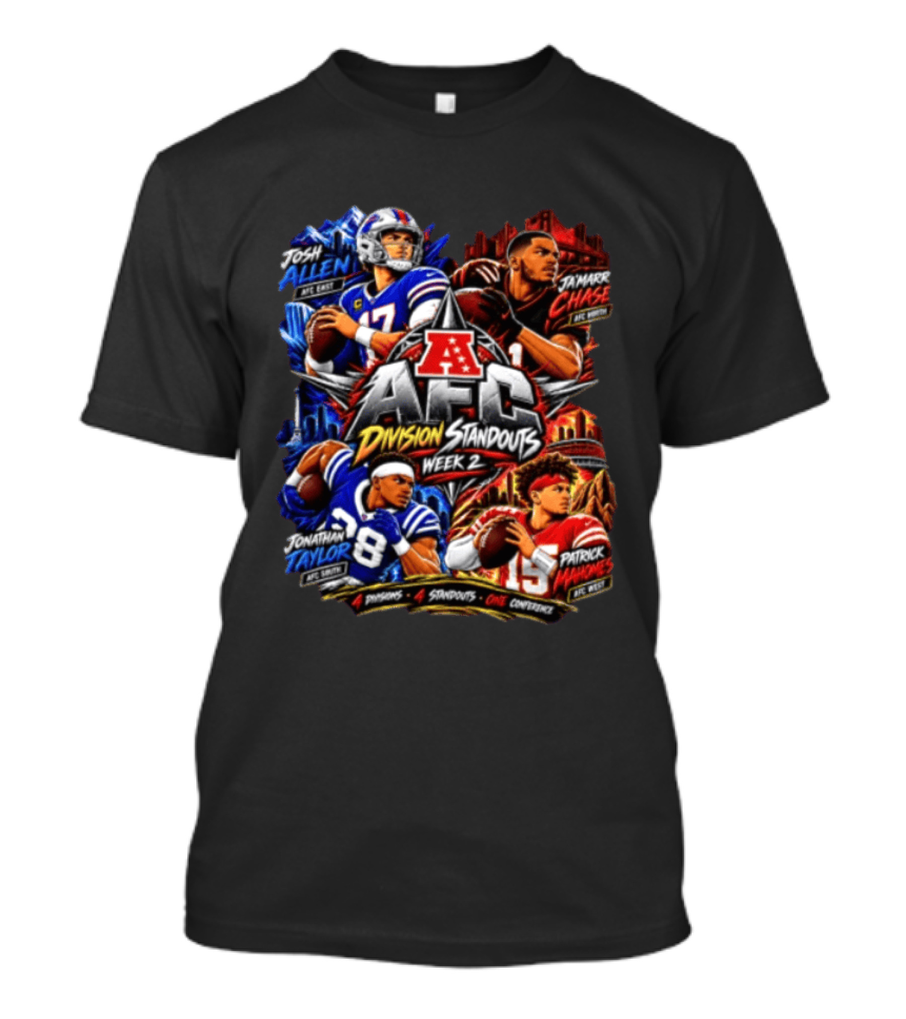 AFC Division Standouts Week 2 Josh Allen Ja'Marr Chase Jonathan Taylor Patrick Mahomes T-Shirt