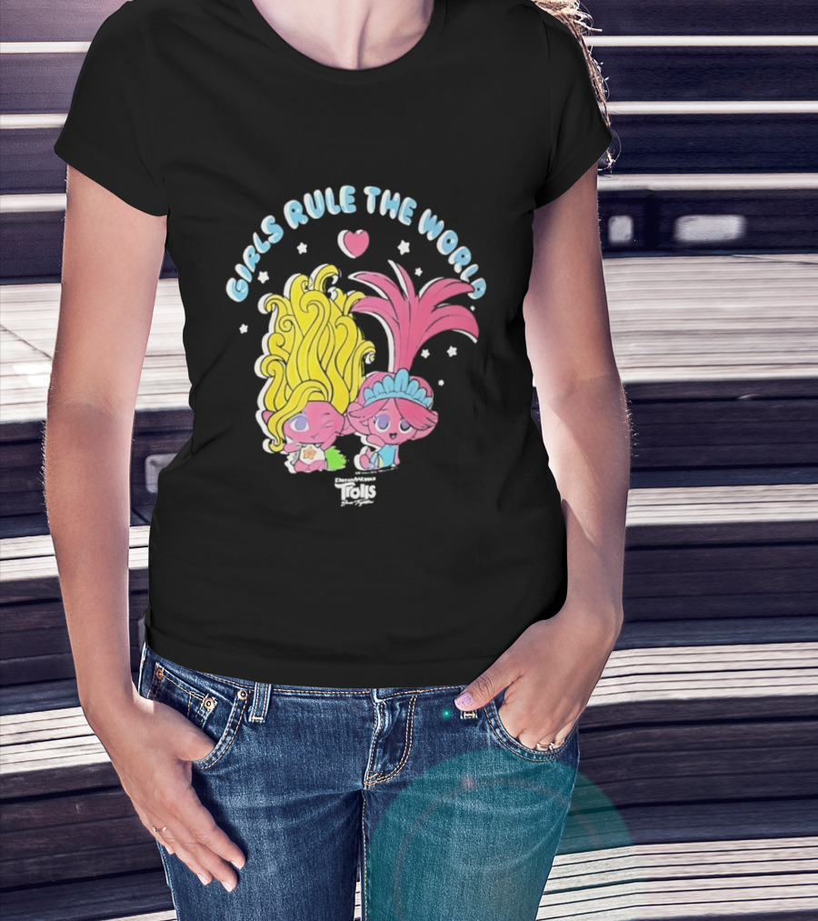 DreamWorks Trolls Band Together Girls Rule The World Bright Colorful T-Shirt
