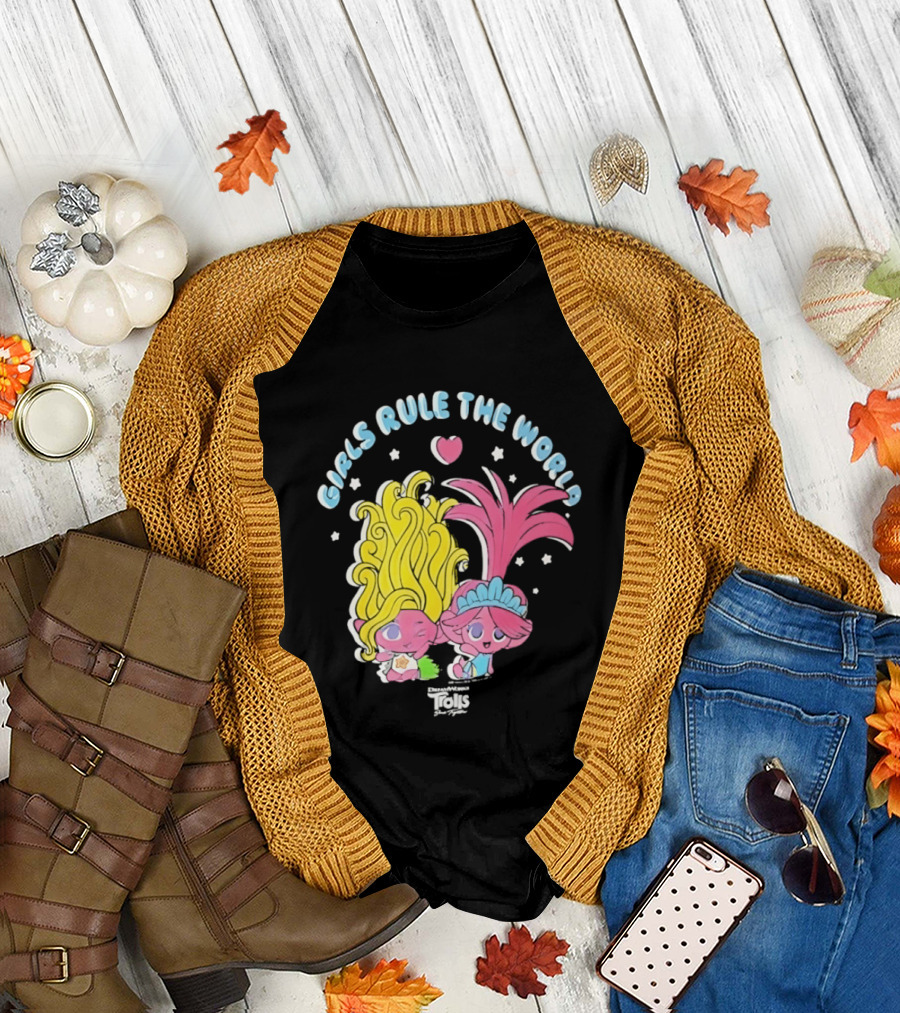 DreamWorks Trolls Band Together Girls Rule The World Bright Colorful T-Shirt