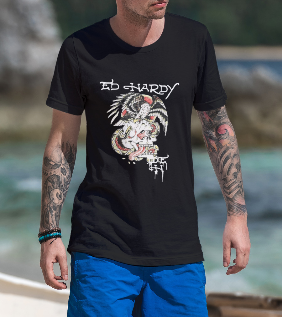 Ed Hardy Skull Eagle Rhinestone Y2K Fashion T-Shirt