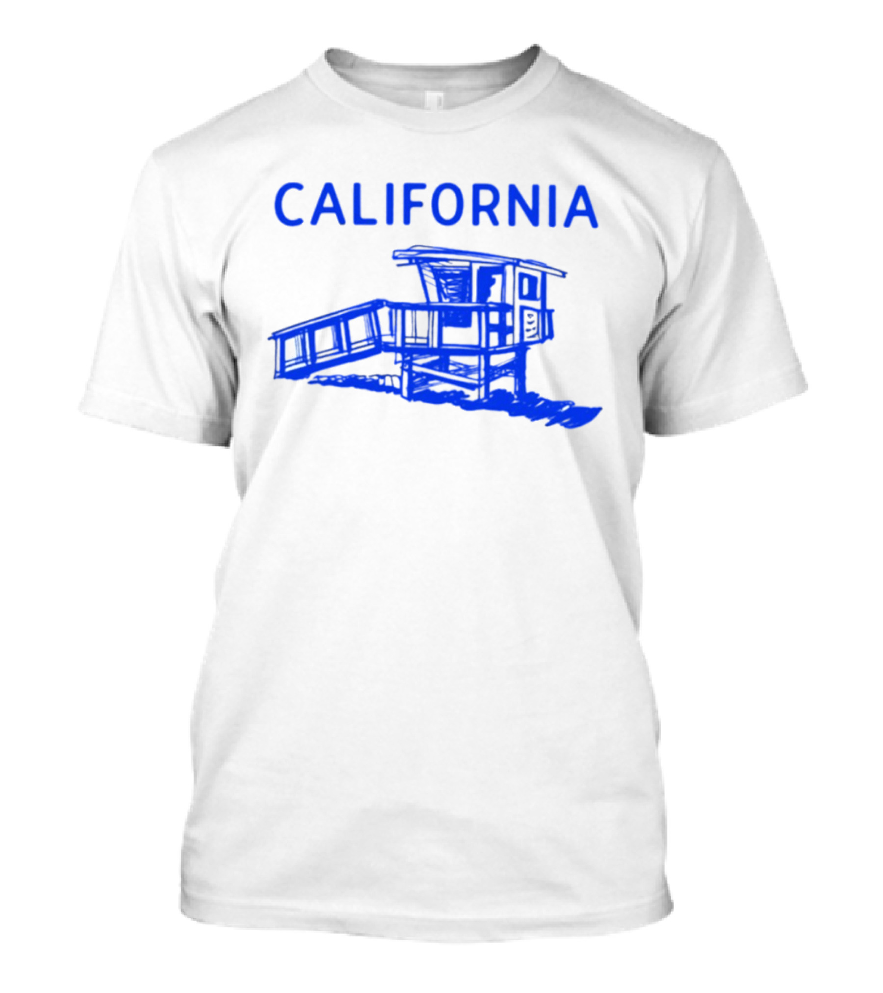 California Beach Sketch Lifeguard Tower T-Shirt