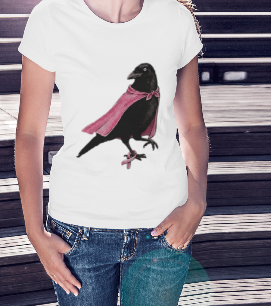 Breast Cancer Awareness Month Pink Ribbon Crow We Wear Pink In October T-Shirt