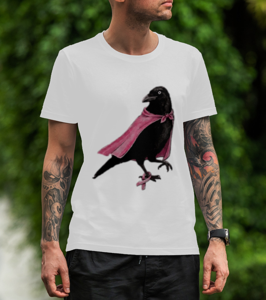 Breast Cancer Awareness Month Pink Ribbon Crow We Wear Pink In October T-Shirt