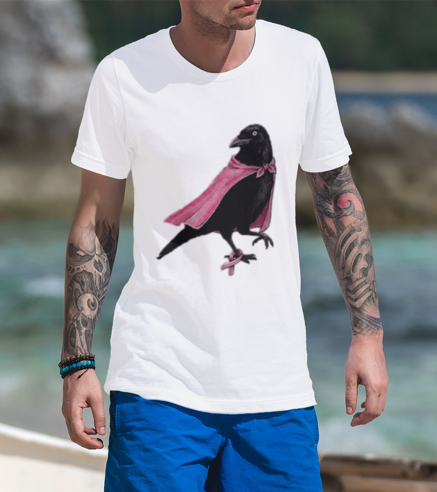 Breast Cancer Awareness Month Pink Ribbon Crow We Wear Pink In October T-Shirt