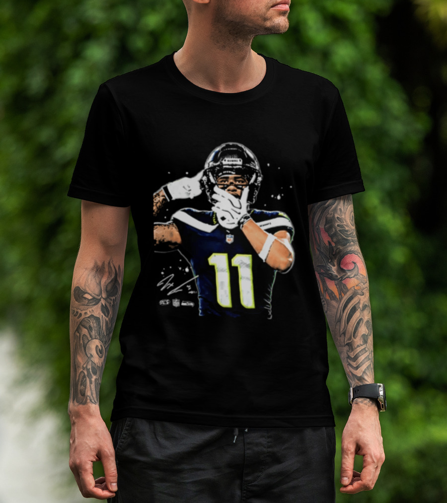 Geno Smith Seattle Seahawks Number 11 Pointing Gesture T-Shirt