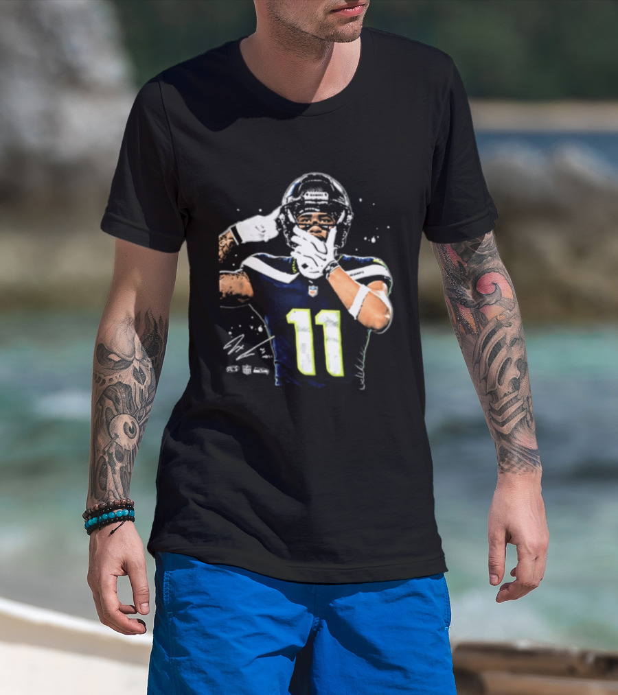 Geno Smith Seattle Seahawks Number 11 Pointing Gesture T-Shirt