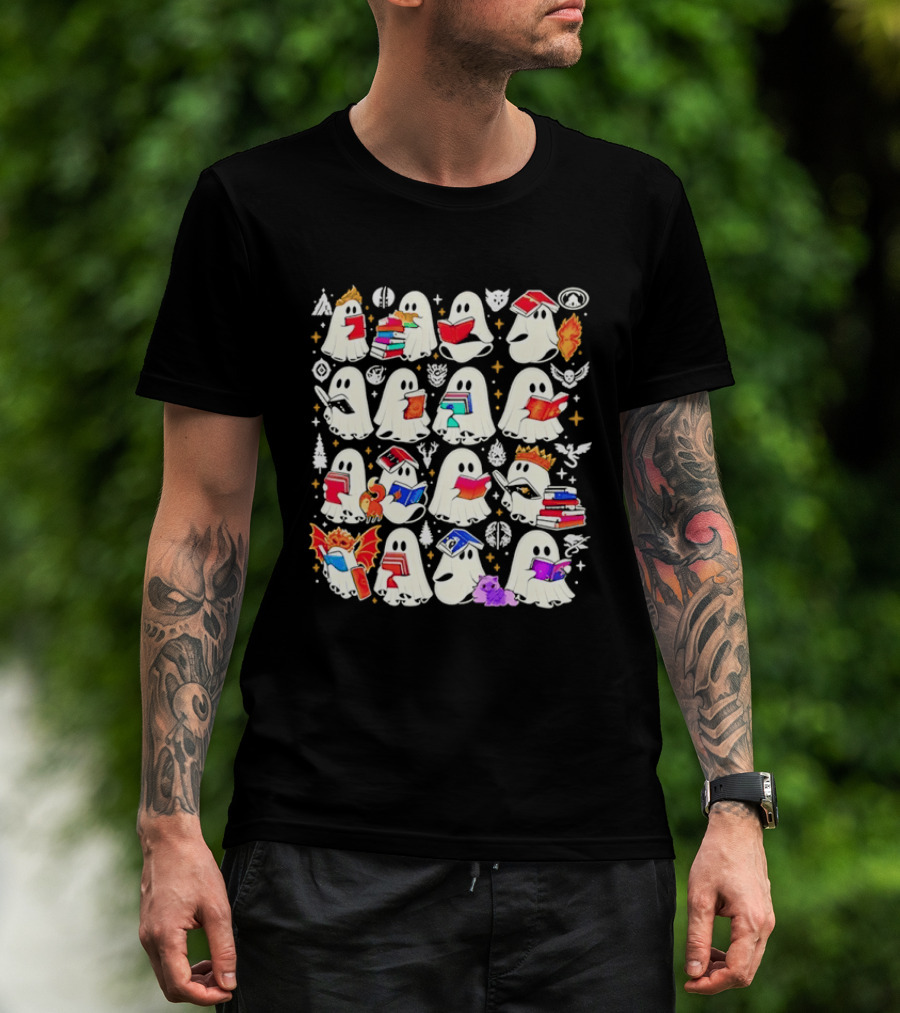 Ghosts Reading Books Halloween Costume Party T-Shirt
