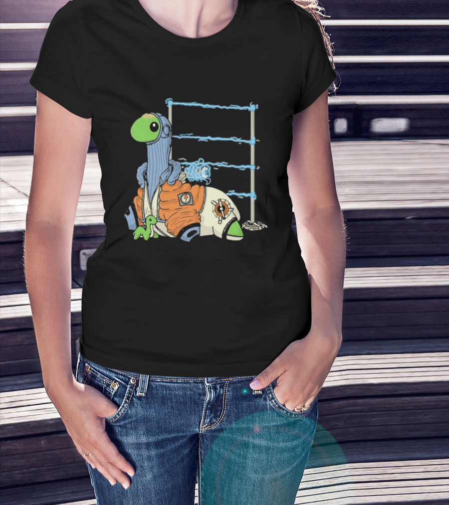 Wattson Nessie Apex Legends Character With Baby Nessie And Fences T-Shirt