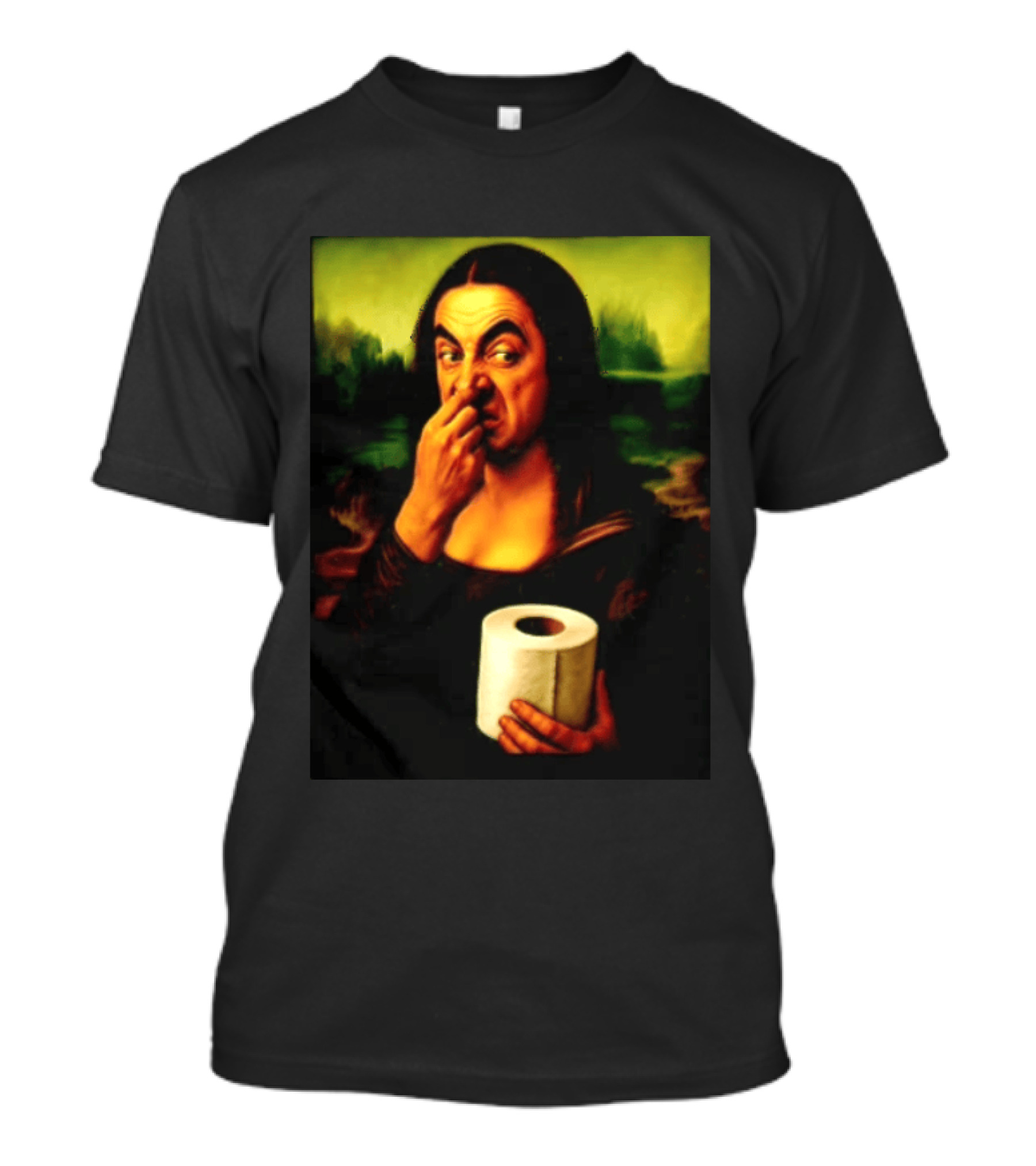 Rowan Atkinson Mona Lisa Nose Picking Toilet Roll Holding T-Shirt