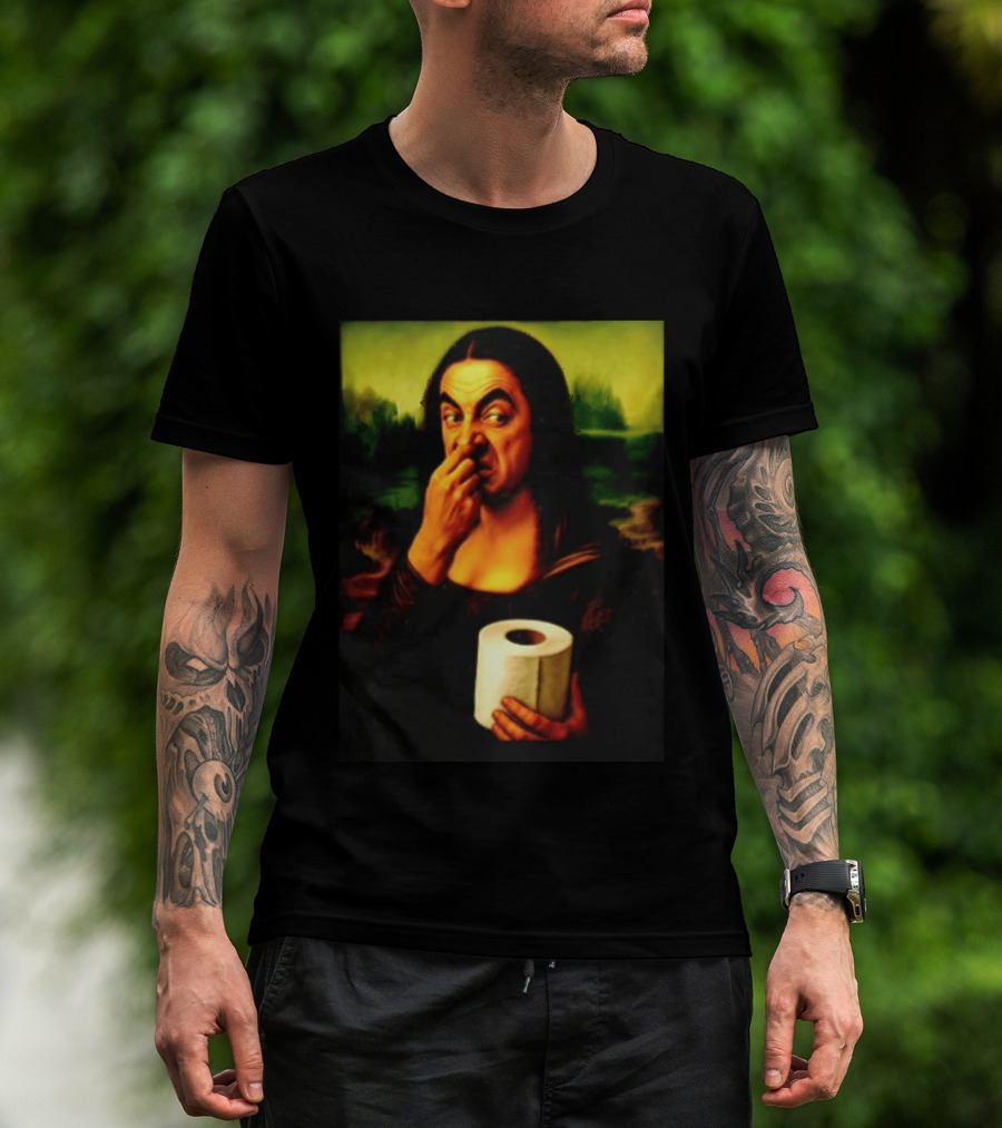 Rowan Atkinson Mona Lisa Nose Picking Toilet Roll Holding T-Shirt