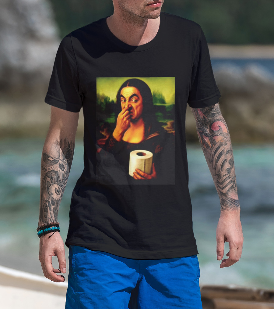 Rowan Atkinson Mona Lisa Nose Picking Toilet Roll Holding T-Shirt