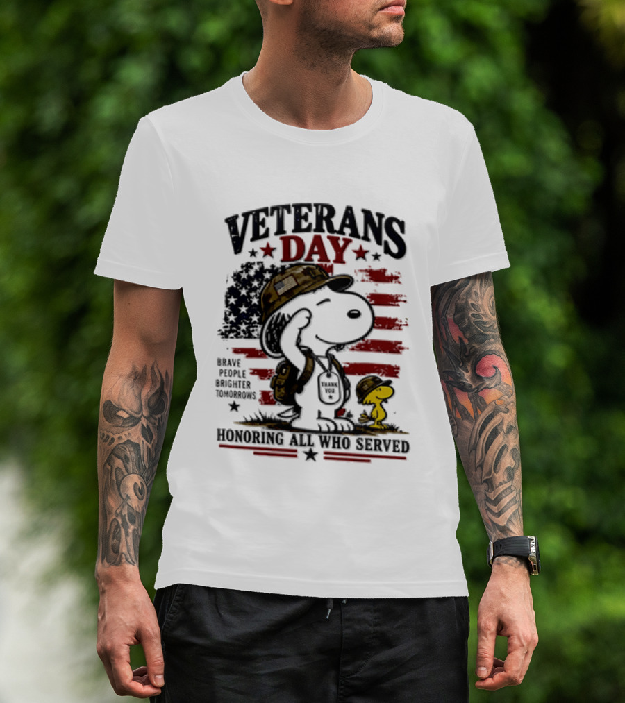 Snoopy Woodstock Veterans Day Some Gave All Peanuts Always Remember T-Shirt