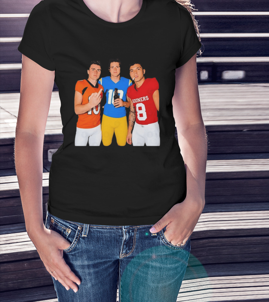 Bo Nix Justin Herbert Dillon Gabriel Football Players Gesture And Cigarette T-Shirt