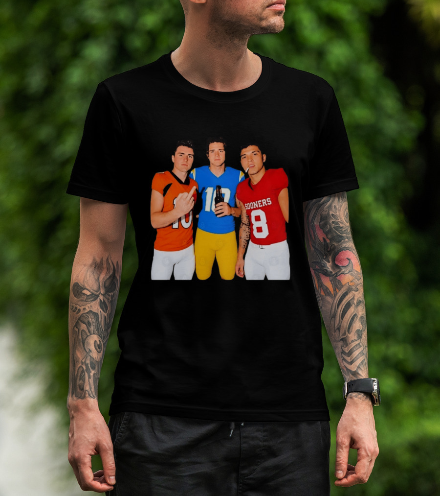 Bo Nix Justin Herbert Dillon Gabriel Football Players Gesture And Cigarette T-Shirt