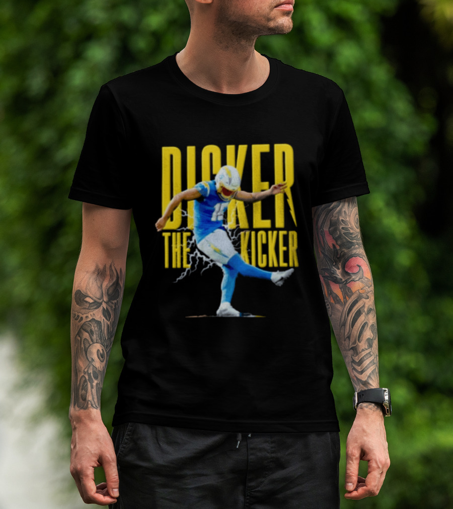Cameron Dicker The Kicker Football Action Blue And Yellow T-Shirt