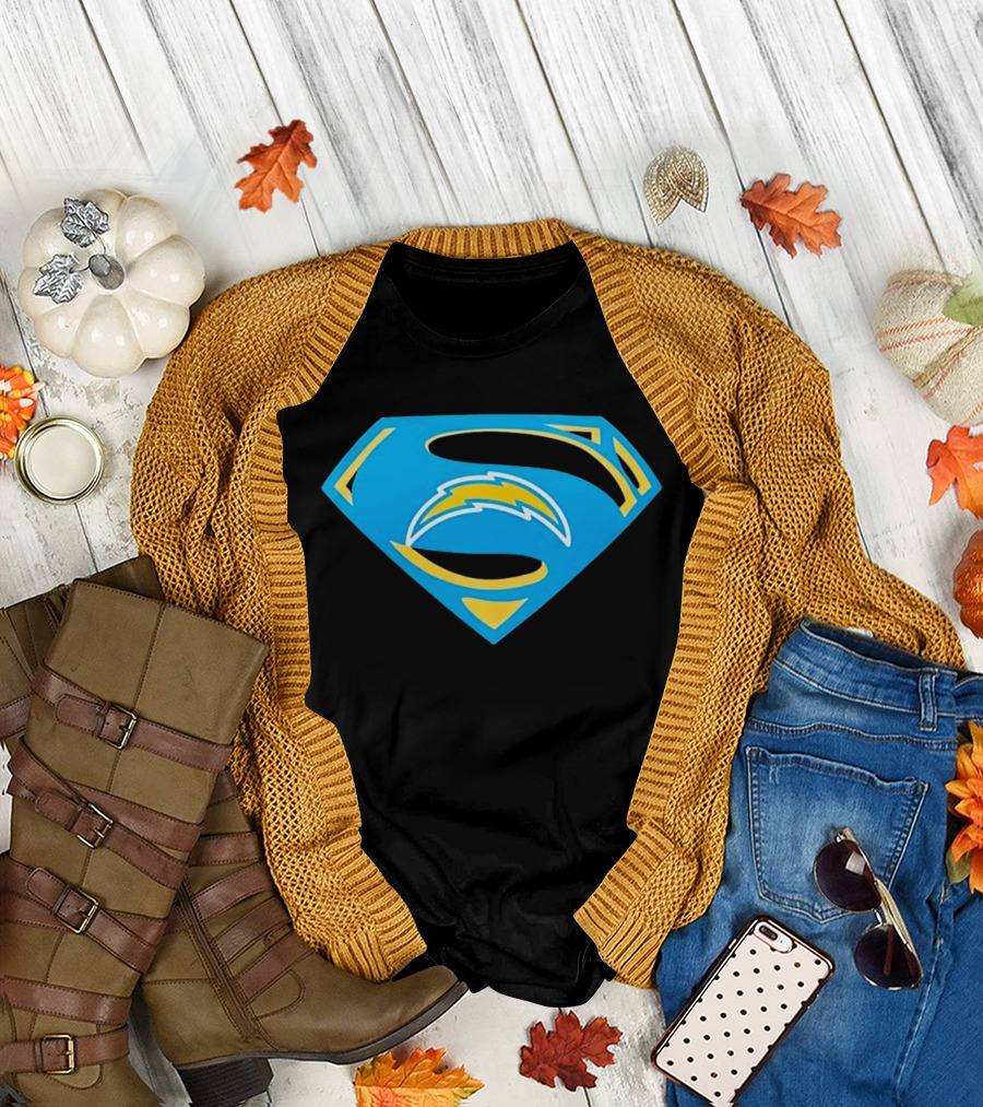 Los Angeles Chargers Superman Logo NFL Football Fan Gear T-Shirt