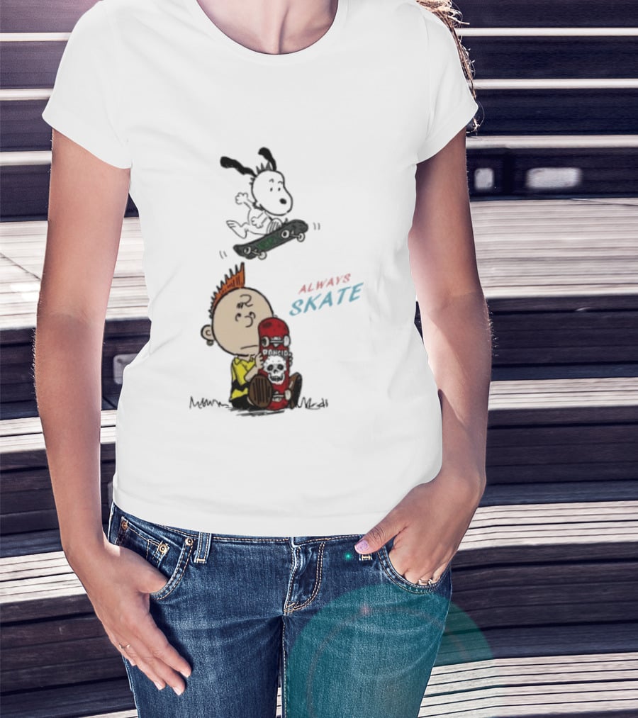 Charlie Brown Snoopy Always Skate NOFX Rancid T-Shirt