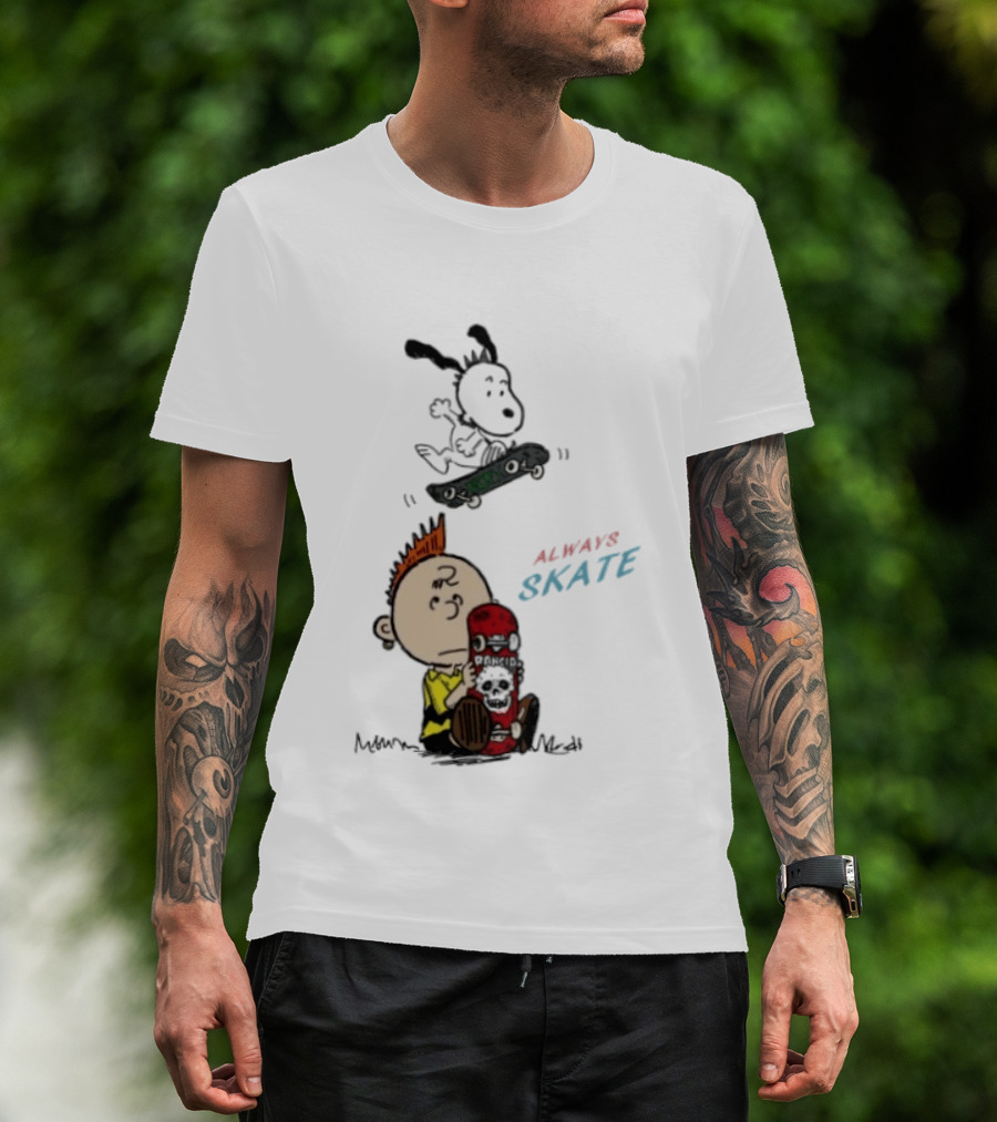 Charlie Brown Snoopy Always Skate NOFX Rancid T-Shirt