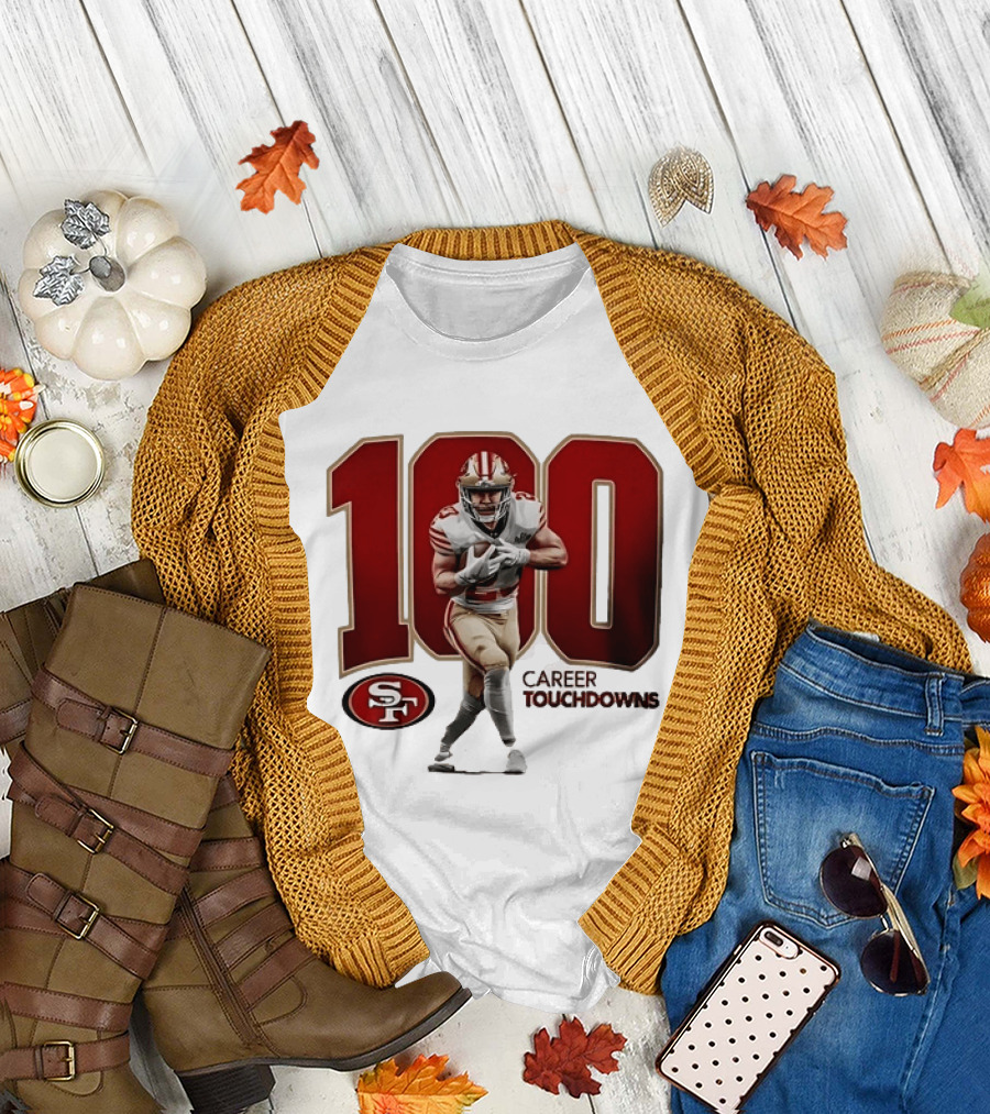 Christian McCaffrey 49ers 100 Career Touchdowns T-Shirt
