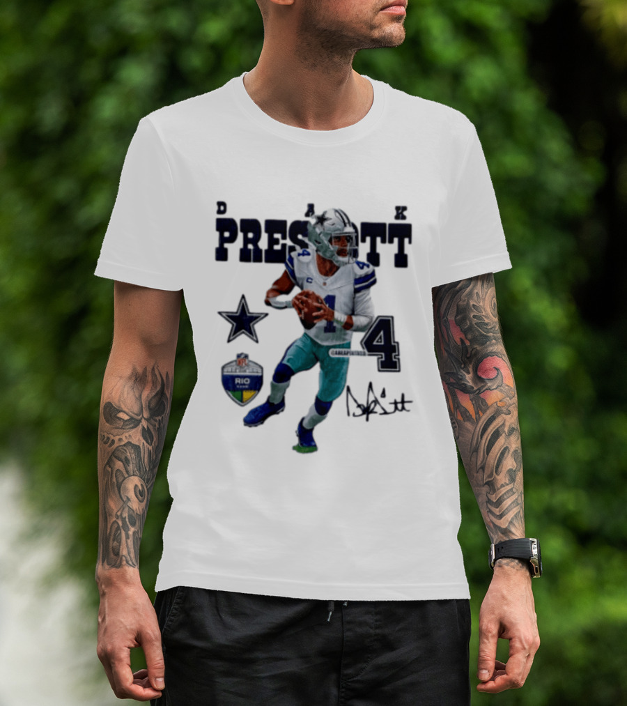 Dak Prescott Dallas Cowboys Quarterback 2026 Football Star Number 4 T-Shirt