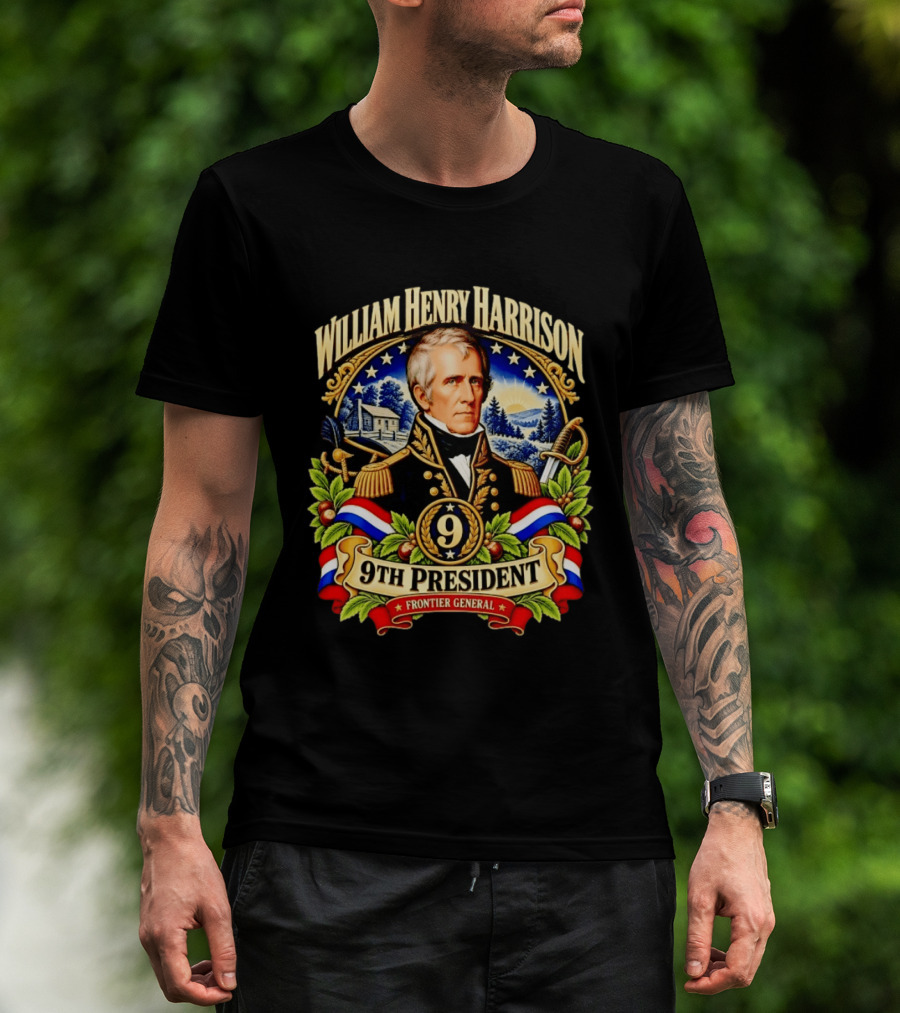 William Henry Harrison 9th President Frontier General Historical T-Shirt