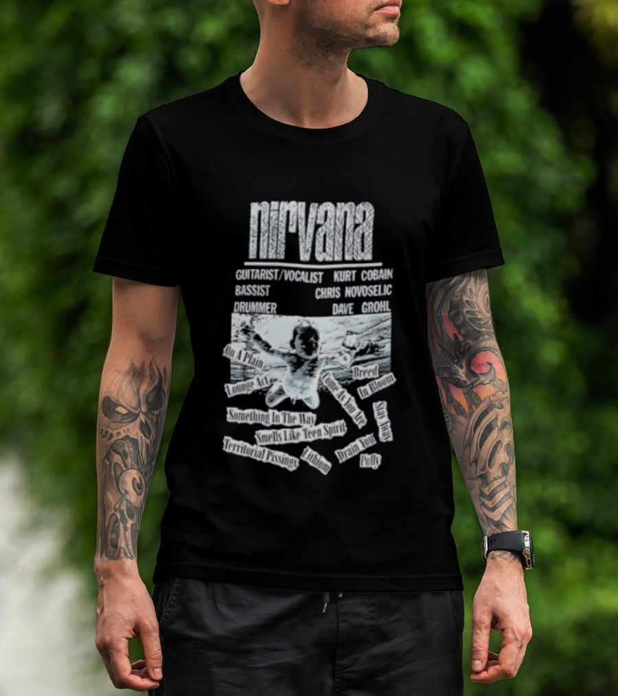Nirvana Kurt Cobain Krist Novoselic Dave Grohl Spencer Elden Swimming Baby Album T-Shirt